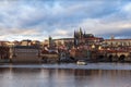 Panorama view of Prague Castle and old town with Charles Bridge, Czech Republic Royalty Free Stock Photo