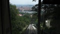 Panorama view of Prague from funicular going up