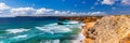 Panorama view of Praia do Tonel (Tonel beach) in Cape Sagres, Algarve, Portugal. Praia Do Tonel, beach located in Alentejo,