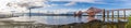 A panorama view from Queensferry of the bridges over the Firth of Forth, Scotland Royalty Free Stock Photo