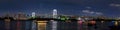 Panorama view of Tokyo Bay and Rainbow bridge with cityscape at night, Odaiba, Japan Royalty Free Stock Photo