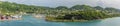 A panorama view from the ramparts of Fort St George across the inner harbour in Grenada Royalty Free Stock Photo