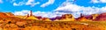 Panorama view of the Red Sandstone Buttes and Pinnacles in the semi desert landscape in the Valley of the Gods State Park