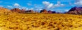 Panorama View of the Red Sandstone Mountains viewed from the Kolob Terrace Road in Zion National Park, Utah Royalty Free Stock Photo