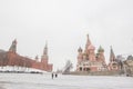 Panorama view of Red Square with people walking in Winter Royalty Free Stock Photo