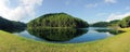 Panorama view of reflection of pine trees in Pang Oung Lake, Mae Royalty Free Stock Photo