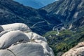 Panorama view from rhone glacier to furka and grimsel pass near gletsch Royalty Free Stock Photo