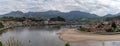 Panorama view of Ribadesella and the Sella River estuary on the north coast of Spain in Asturias