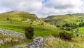 A panorama view of the road leading to Gordale Scar near Malham, Yorkshire, UK Royalty Free Stock Photo