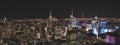 Panorama view from rockefeller center during night to Downtown new york city Royalty Free Stock Photo