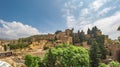 Panorama view of the roman theatre and The Alcazaba, arab castle in Malaga, Spain Royalty Free Stock Photo