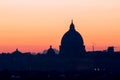 Panorama view of Rome at sunset with St Peter Cathedral Royalty Free Stock Photo