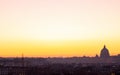 Panorama view of Rome at sunset with St Peter Cathedral Royalty Free Stock Photo