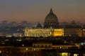 Panorama view of Rome at sunset with St Peter Cathedral Royalty Free Stock Photo