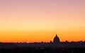 Panorama view of Rome at sunset with St Peter Cathedral Royalty Free Stock Photo