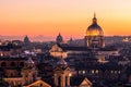 Panorama view of Rome at sunset with St Peter Cathedral Royalty Free Stock Photo