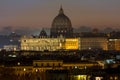 Panorama view of Rome at sunset with St Peter Cathedral Royalty Free Stock Photo