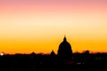 Panorama view of Rome at sunset with St Peter Cathedral Royalty Free Stock Photo