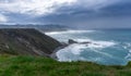 Panorama view of the rugged cliffs and coastline at Cabo Vidio in Asturias Royalty Free Stock Photo