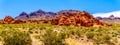 Panorama view of the Rugged and Colorful Mountains along Northshore Road SR167 in Lake Mead National Recreation Area