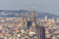 Panorama view of Sagrada familia and Barcelona city, Spain Royalty Free Stock Photo