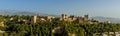 A panorama view from Saint Nicholas Square, Granada, Spain towards the Alhambra Palace and the Sierra Nevada mountains Royalty Free Stock Photo