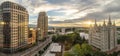 Panorama view of Salt lake City at sunset Royalty Free Stock Photo