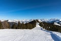 Panorama view Salzburg Alps Schimitten Schmittenhoehe, Schmittenhohe, Sonnkogel station Zell am See Kaprun Lake, blue sky fog,