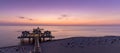 Panorama view of Sellin pier on the Baltic Sea in Germany at sunrise Royalty Free Stock Photo