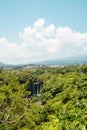 Panorama view of Seogwipo Cheonjiyeon Waterfall and forest park in Jeju Island, Korea