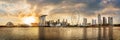 Panorama view of Singapore financial district skyline at Marina bay. Royalty Free Stock Photo