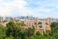 Panorama view with Singapore skyline seen from Mount faber rainforest