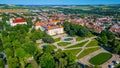 Panorama view of Slavkov castle grounds, Czech republic Royalty Free Stock Photo