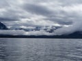 Panorama view of Snow Mountains with Clouds/Fog al Royalty Free Stock Photo