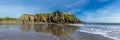 A panorama view from the South Beach of Saint Catherine`s Island in Tenby, Pembrokeshire Royalty Free Stock Photo