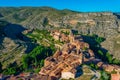 Panorama view of Spanish town Albarracin Royalty Free Stock Photo