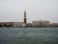 Panorama view of St Marks Square basilica church cathedral bell clock tower Campanile in Venice Venezia Veneto Italy Royalty Free Stock Photo