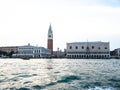 Panorama view of St Marks Square basilica church cathedral bell clock tower Campanile in Venice Venezia Veneto Italy Royalty Free Stock Photo