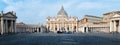 Panorama view of St. Peter`s basilica and St. Peter`s square in the Vatican City in Rome, Italy Royalty Free Stock Photo