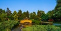 Panorama view of stone bridge in Municipal Park of Katerini