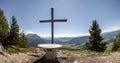 Panorama view summit cross mountain Pendling in Tyrol, Austria