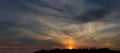 Panorama view of sunset with multicolor clouds Royalty Free Stock Photo