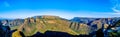 Panorama view of a Sunset over the Three Rondavels of Blyde River Canyon Nature Reserve Royalty Free Stock Photo