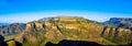 Panorama view of a Sunset over the Three Rondavels of Blyde River Canyon Nature Reserve Royalty Free Stock Photo