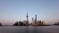 Panorama view of sunset skyline of the bund, Pudong, Shanghai Royalty Free Stock Photo