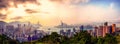 Panorama view sunset of Victoria Harbor, Hong Kong Royalty Free Stock Photo