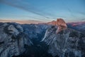 Panorama view at sunset in Yosemite Royalty Free Stock Photo