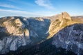 Panorama view at sunset in Yosemite Royalty Free Stock Photo