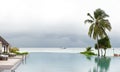 Panorama view of swimming pool in beach resort Royalty Free Stock Photo