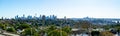 Panorama view of Sydney CBD and Sydney Harbour. Distant view of High-rise office towers and high-rise apartment buildings. Royalty Free Stock Photo